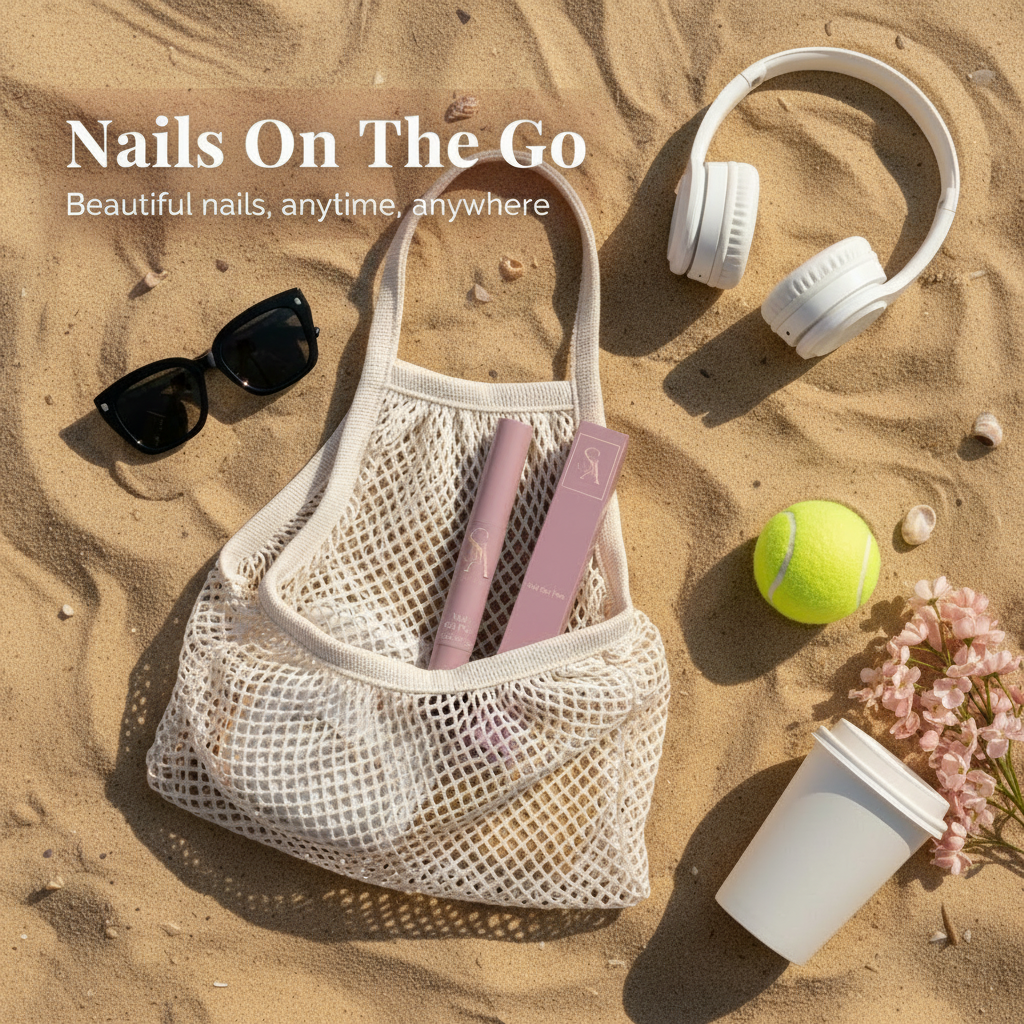 Nails On The Go – plage flat lay